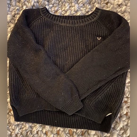 True Religion Sweaters True Religion Black Shrunken Sweater Coated
